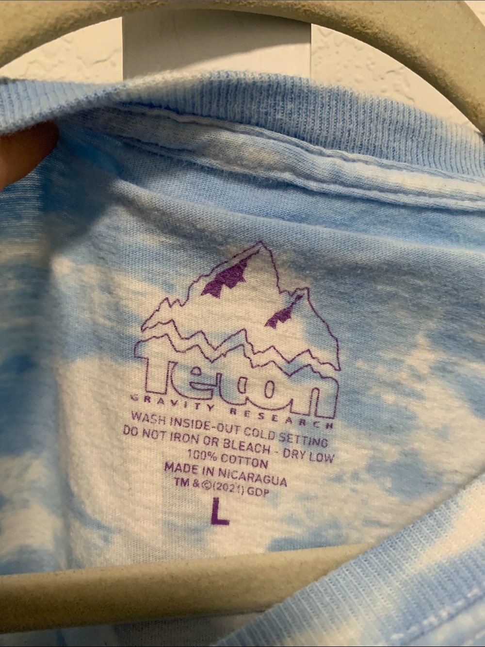 Teton Gravity Research Grateful Dead Blue White Tie-Dye Long Sleeve Tee Shirt - Picture 3 of 6